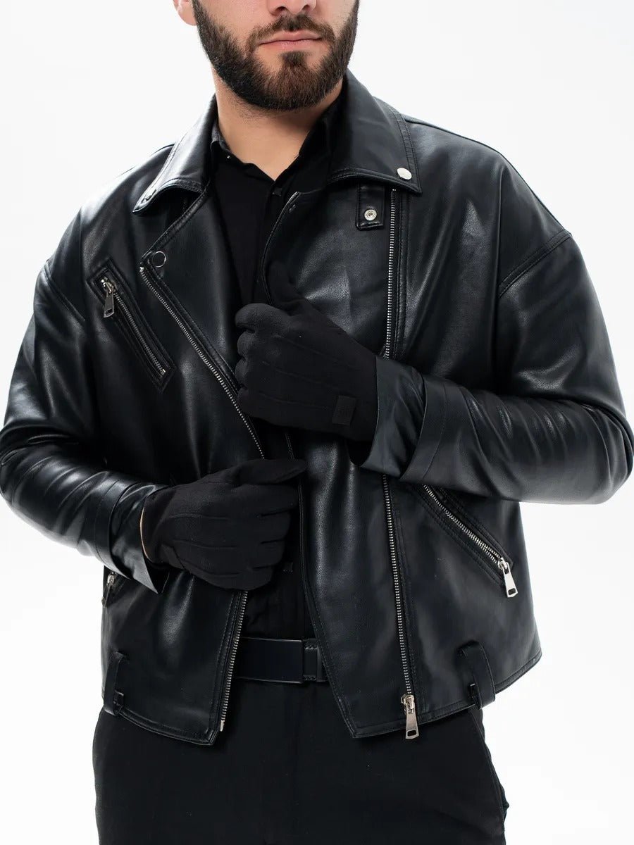 Gants d'hiver homme, tactiles, chauds en polyester, doublés en velours, résiste au froid, modèle Yann - Gants - Noir
