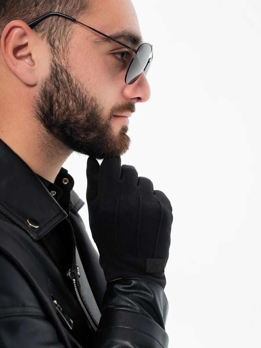 Gants d'hiver homme, tactiles, chauds en polyester, doublés en velours, résiste au froid, modèle Yann - Gants - Noir