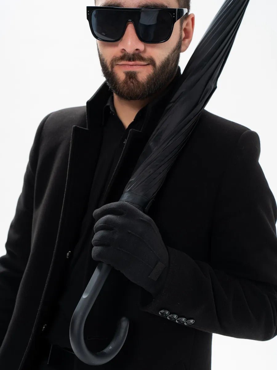 Gants d'hiver homme, tactiles, chauds en polyester, doublés en velours, résiste au froid, modèle Yann - Gants - Noir