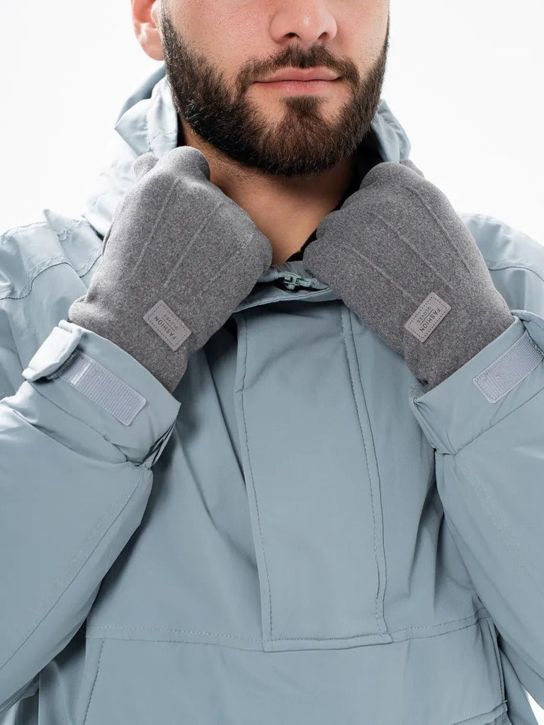 Gants d'hiver homme, tactiles, chauds en polyester, doublés en velours, résiste au froid, modèle Yann - Gants - Gris