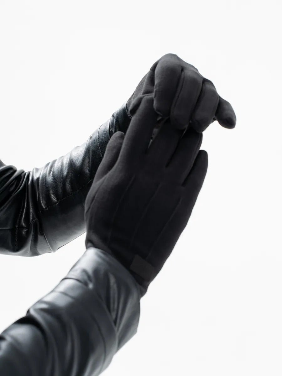 Gants d'hiver homme, tactiles, chauds en polyester, doublés en velours, résiste au froid, modèle Yann - Gants - Noir