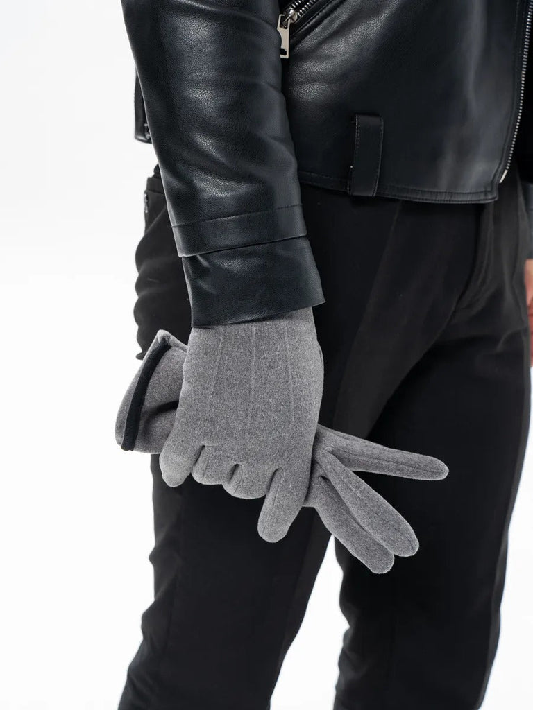 Gants d'hiver homme, tactiles, chauds en polyester, doublés en velours, résiste au froid, modèle Yann - Gants - Gris