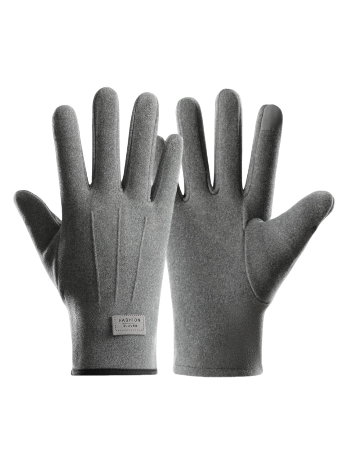 Gants d'hiver homme, tactiles, chauds en polyester, doublés en velours, résiste au froid, modèle Yann - Gants - Gris