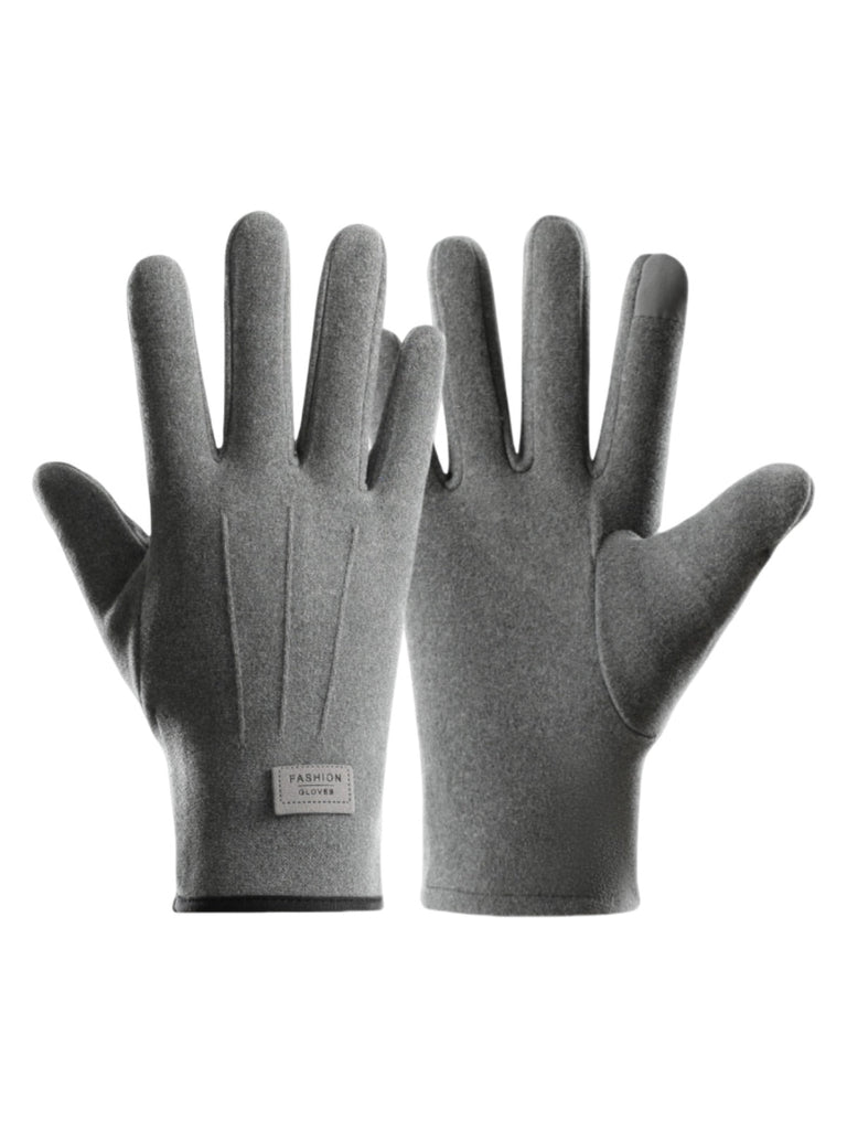 Gants d'hiver homme, tactiles, chauds en polyester, doublés en velours, résiste au froid, modèle Yann - Gants - Gris