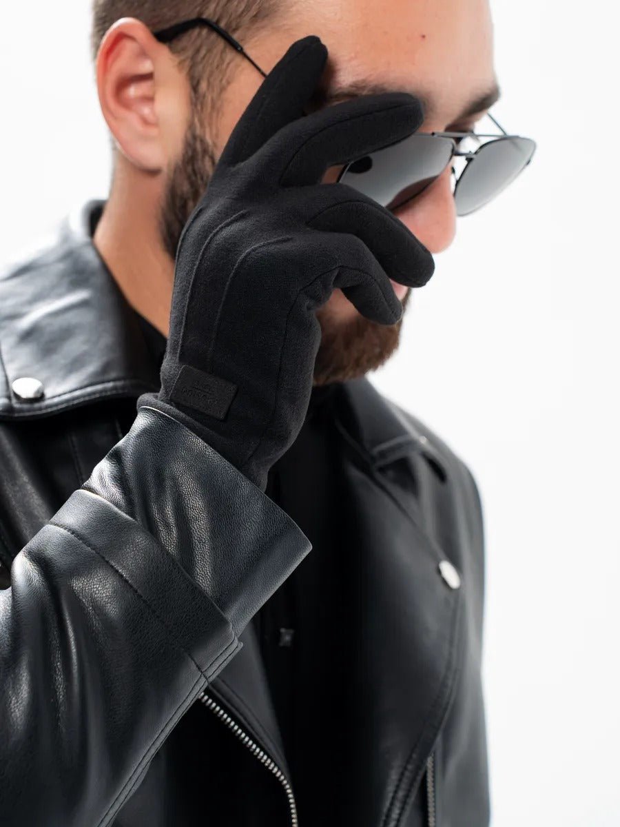 Gants d'hiver homme, tactiles, chauds en polyester, doublés en velours, résiste au froid, modèle Yann - Gants - Noir