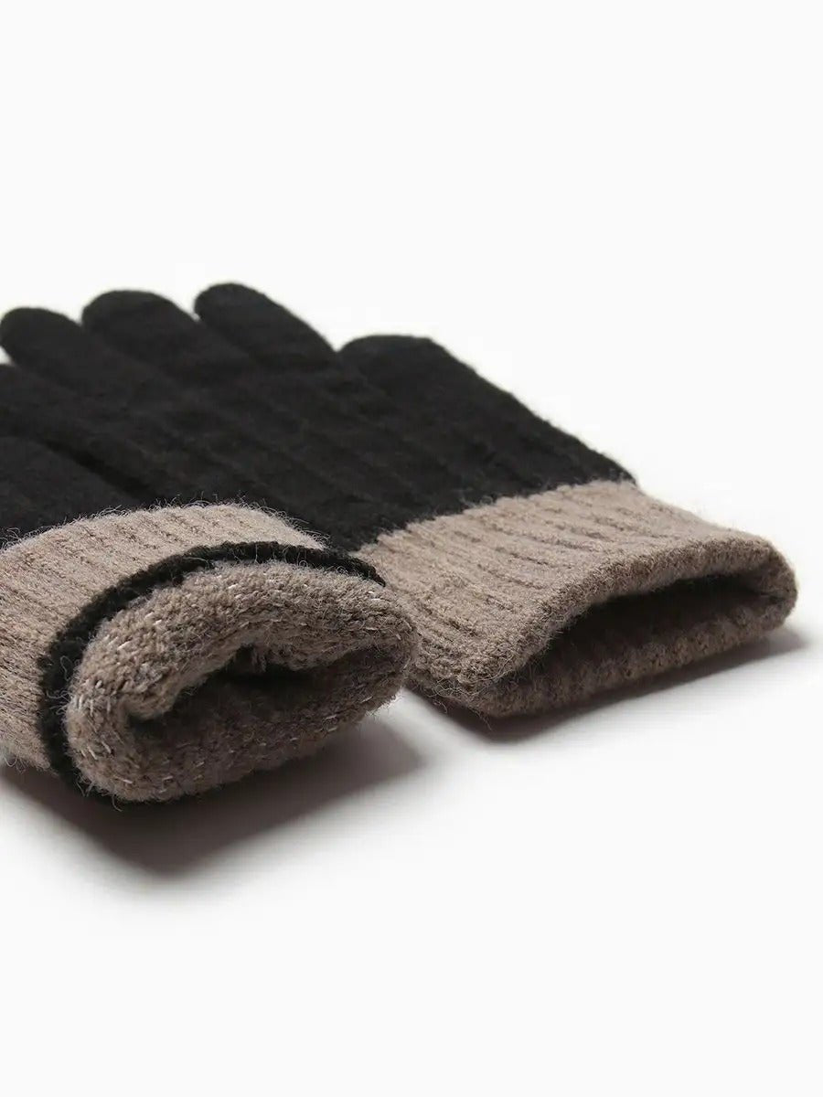 Gants d’hiver tactile, tricot femme, chauds et doux, hiver confort, look simple et chaleureux, modèle Loïs - Gants - Noir