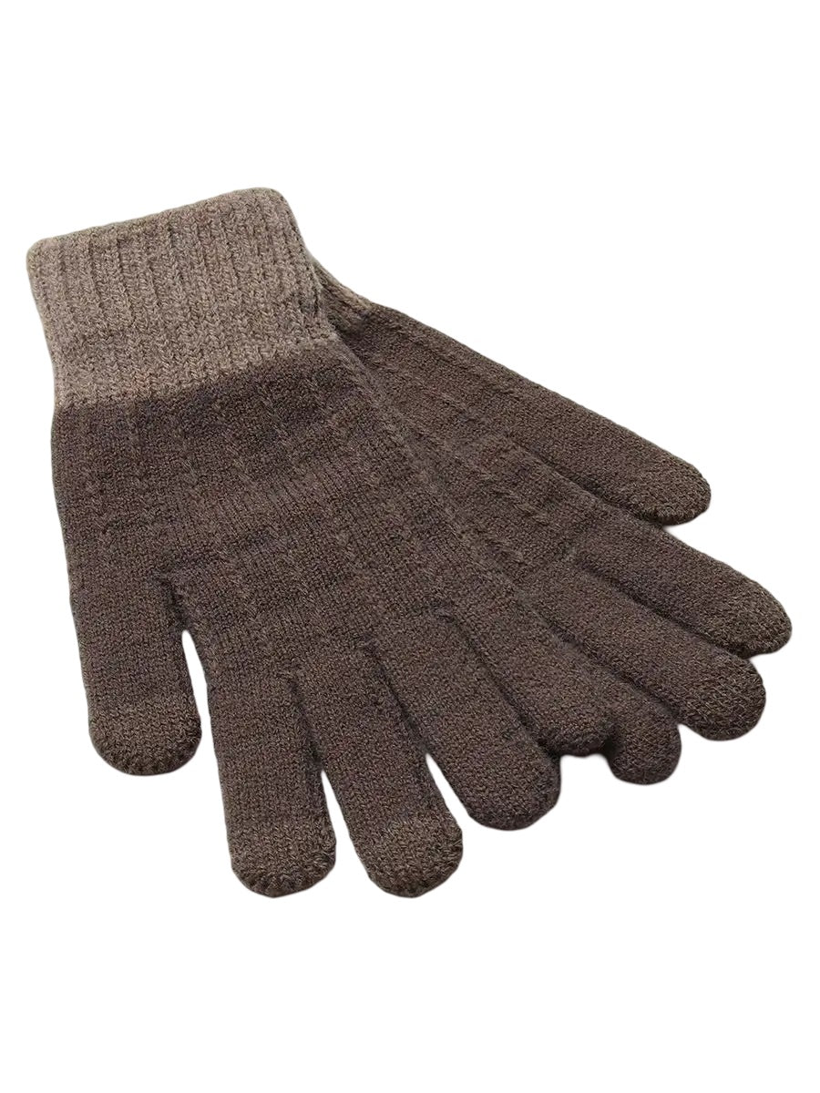 Gants d’hiver tactile, tricot femme, chauds et doux, hiver confort, look simple et chaleureux, modèle Loïs - Gants - Marron