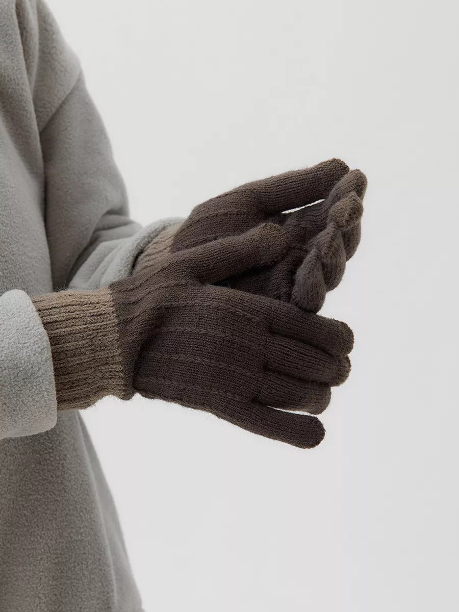 Gants d’hiver tactile, tricot femme, chauds et doux, hiver confort, look simple et chaleureux, modèle Loïs - Gants - Marron