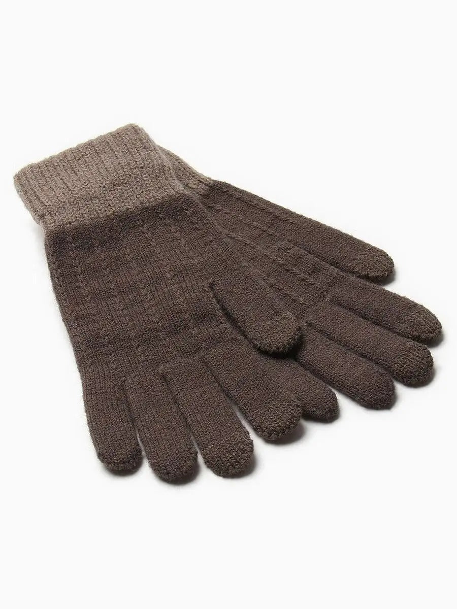 Gants d’hiver tactile, tricot femme, chauds et doux, hiver confort, look simple et chaleureux, modèle Loïs - Gants - Marron