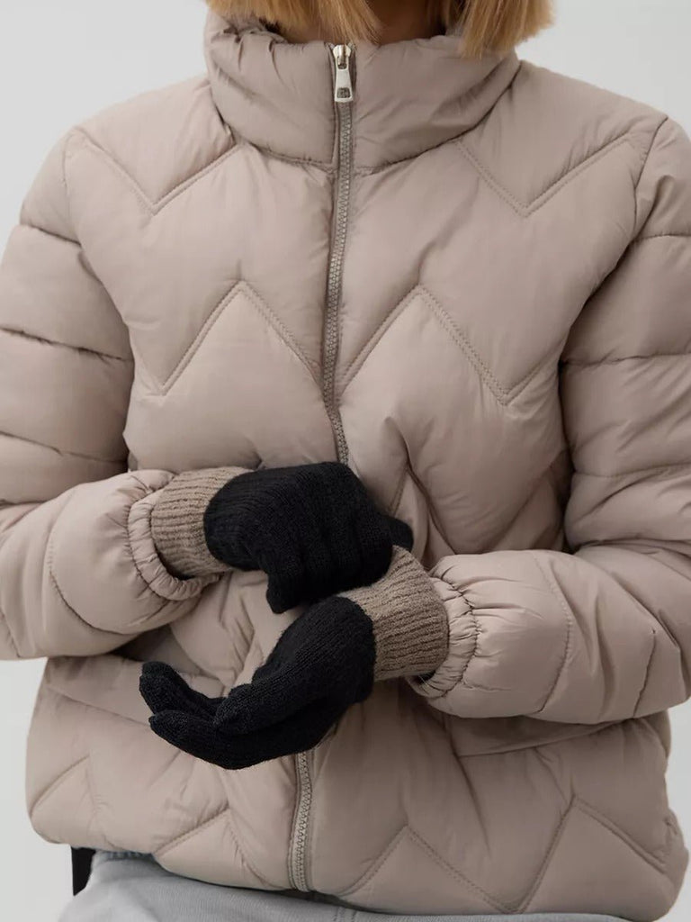 Gants d’hiver tactile, tricot femme, chauds et doux, hiver confort, look simple et chaleureux, modèle Loïs - Gants - Noir
