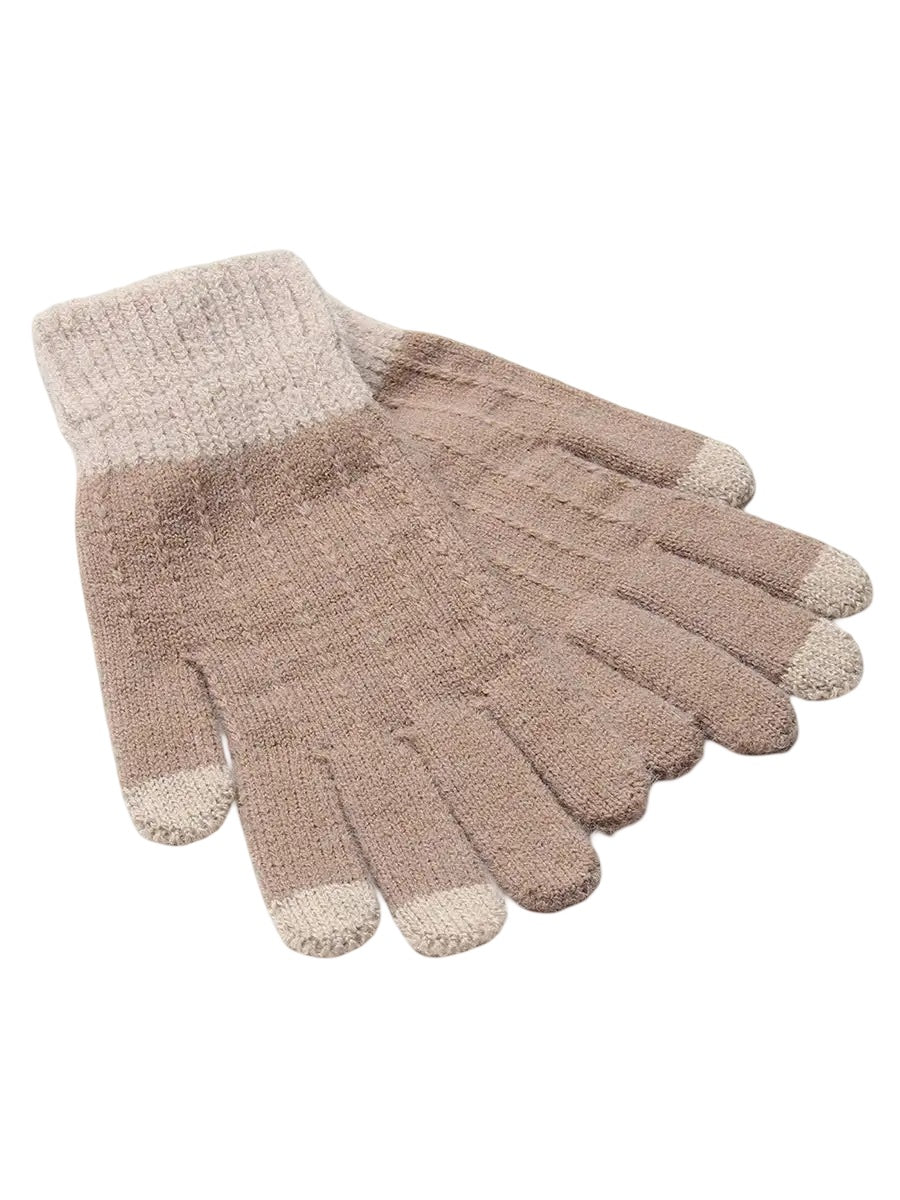 Gants d’hiver tactile, tricot femme, chauds et doux, hiver confort, look simple et chaleureux, modèle Loïs - Gants - Beige