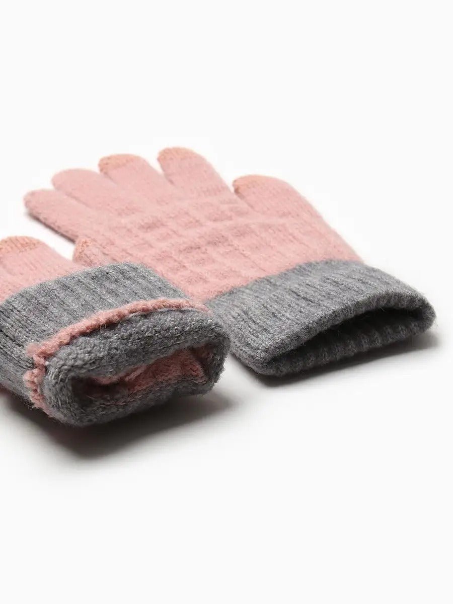 Gants d’hiver tactile, tricot femme, chauds et doux, hiver confort, look simple et chaleureux, modèle Loïs - Gants - Rose