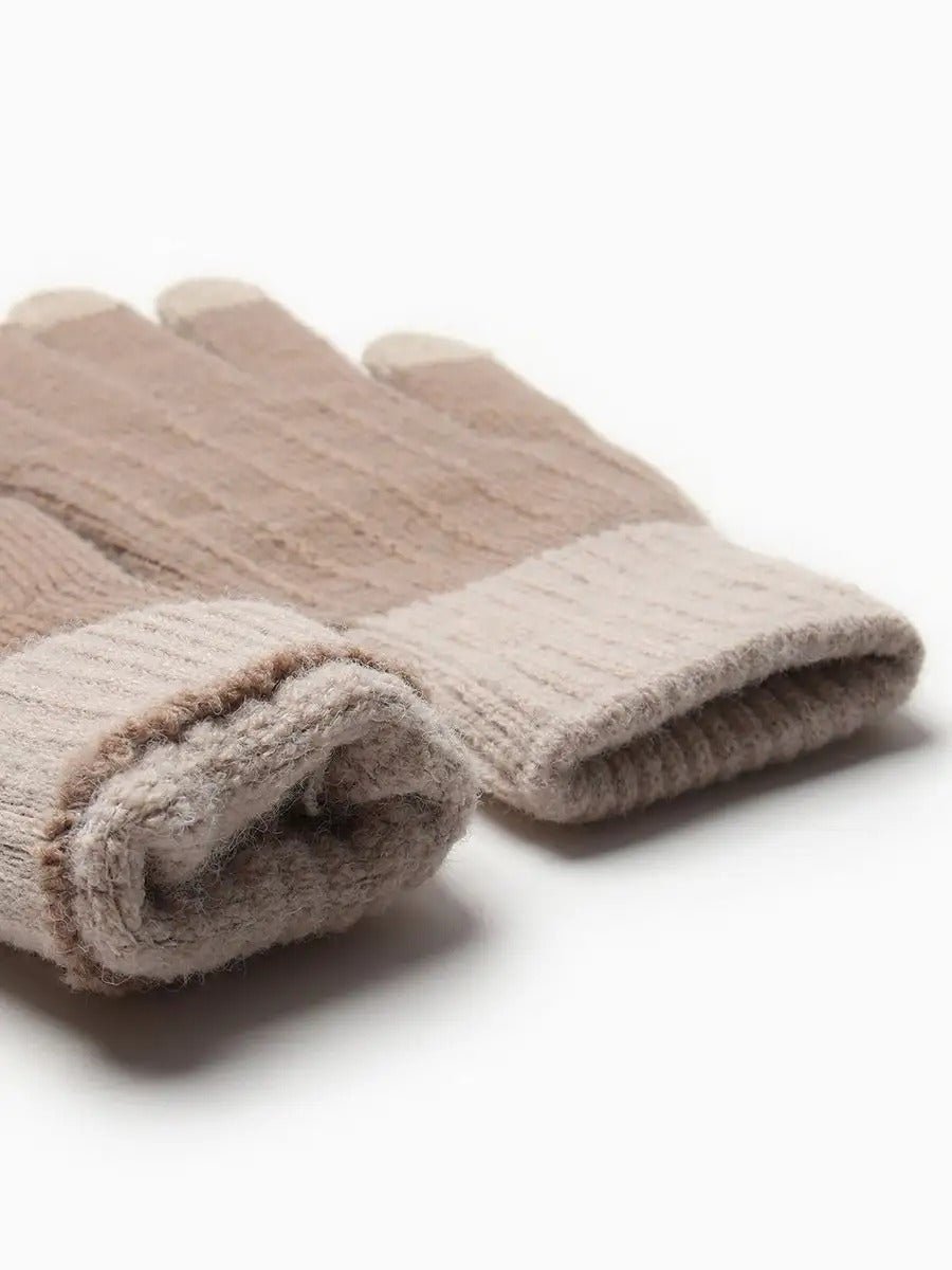 Gants d’hiver tactile, tricot femme, chauds et doux, hiver confort, look simple et chaleureux, modèle Loïs - Gants - Beige