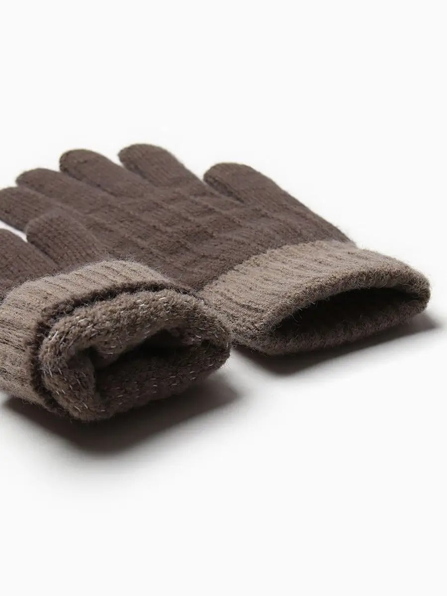 Gants d’hiver tactile, tricot femme, chauds et doux, hiver confort, look simple et chaleureux, modèle Loïs - Gants - Marron