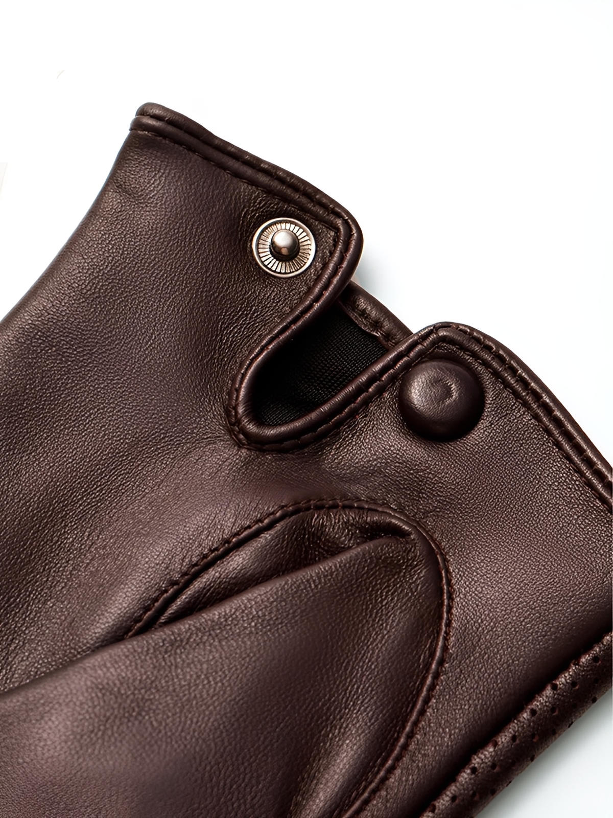 Gants en cuir homme printemps, gants tactiles cuir, gants microperforés légers, gants bouton pression habillés, gants de conduite homme, modèle Guillaume
