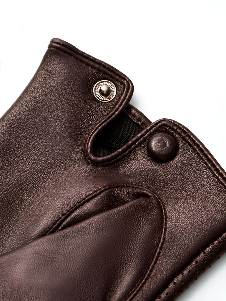 Gants en cuir homme printemps, gants tactiles cuir, gants microperforés légers, gants bouton pression habillés, gants de conduite homme, modèle Guillaume