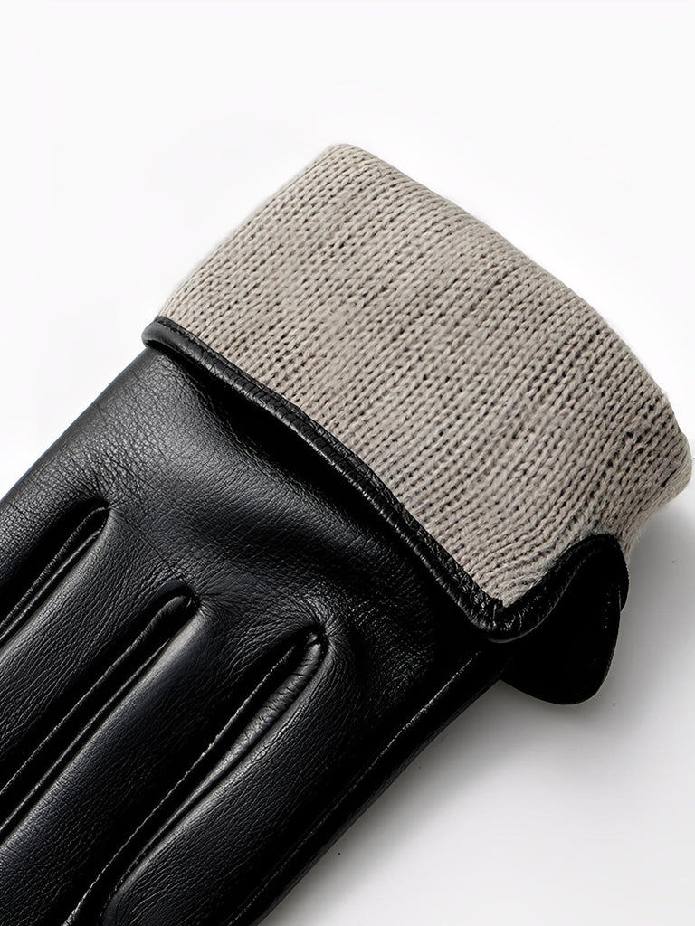 Gants en cuir noir homme, intérieur laine chaude, style business hivernal, gants tactiles hiver, gants doublés chauds, cuir véritable souple, gants élégants noirs, protection contre le froid, modèle Doby - Gants - Noir L