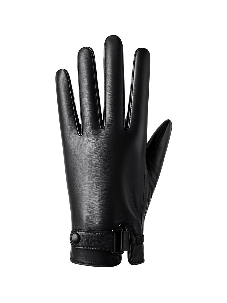 Gants en cuir pour homme, doublure chaude et douce, compatibles écran tactile, fermeture ajustable au poignet, parfaits pour l’hiver en ville, modèle Tradus
