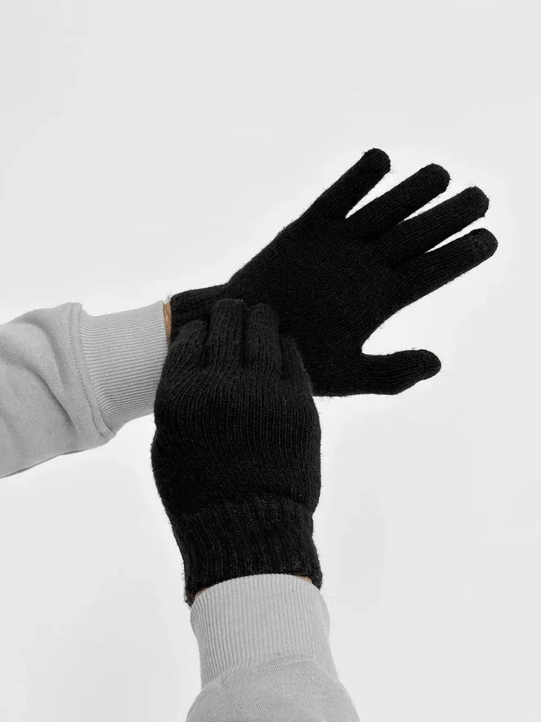 Gants homme hiver, chauds et doux, laine d'alpaga, écran tactile, maille côtelée, coupe ajustée, modèle Helwan - Gants - Noir