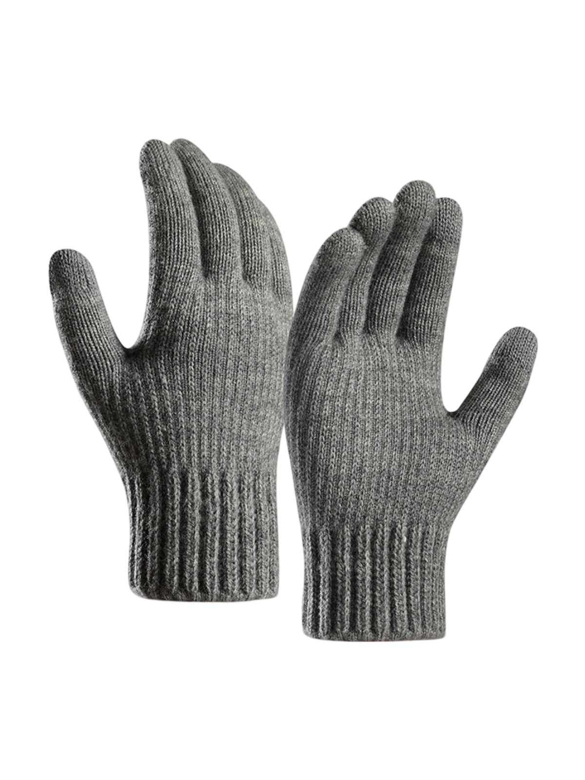 Gants homme hiver, chauds et doux, laine d'alpaga, écran tactile, maille côtelée, coupe ajustée, modèle Helwan - Gants - Gris