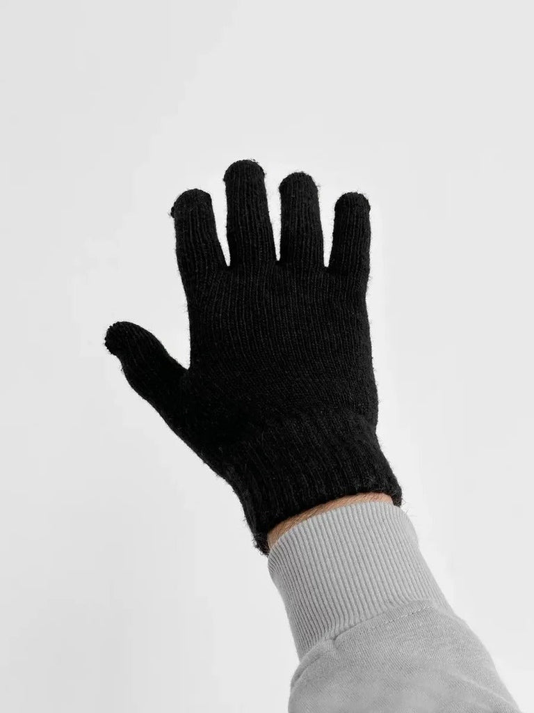Gants homme hiver, chauds et doux, laine d'alpaga, écran tactile, maille côtelée, coupe ajustée, modèle Helwan - Gants - Noir