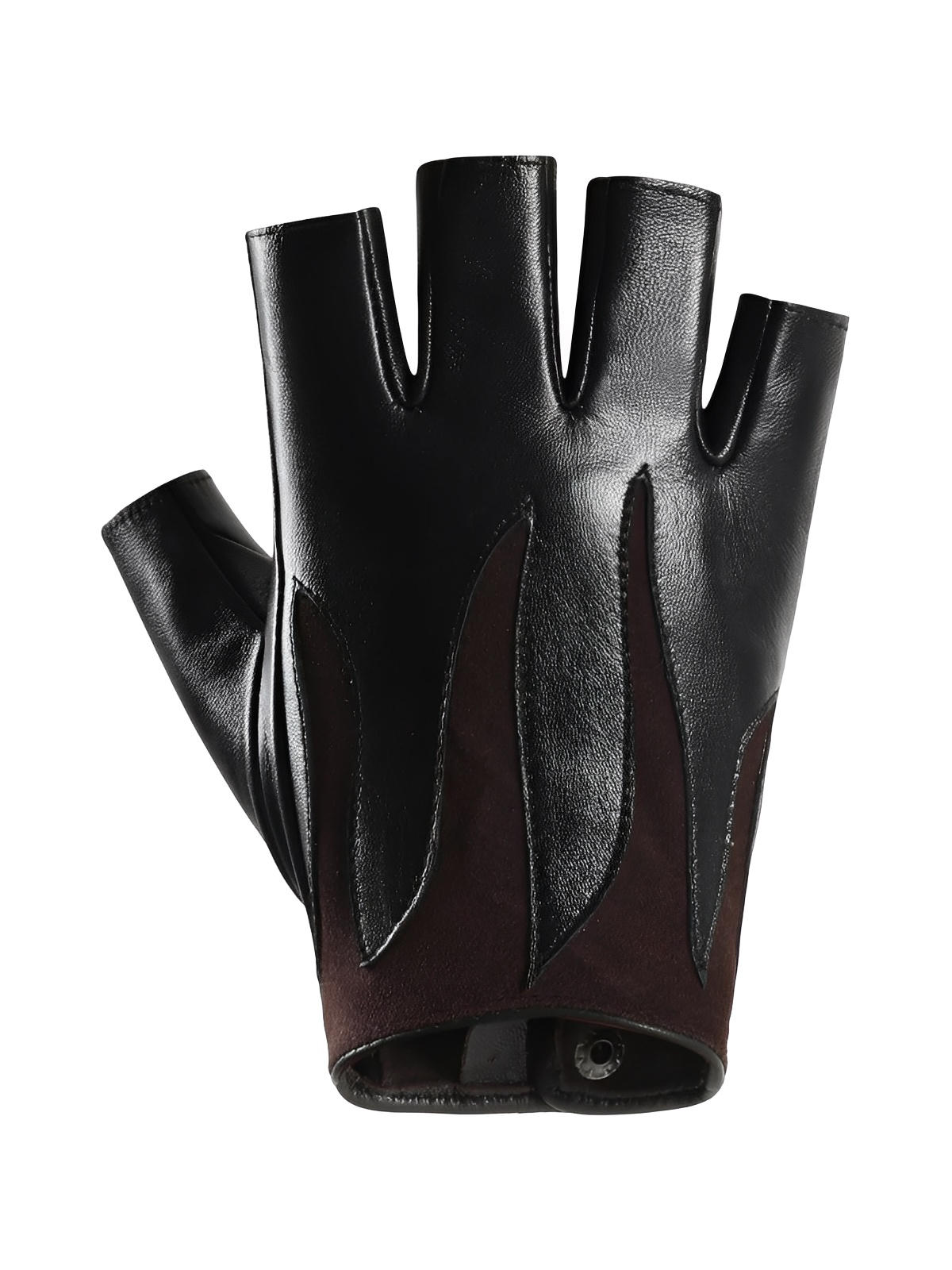Gants moto en cuir d’agneau noir, demi - doigts pour homme, style vintage avec motif flamme, confort souple pour conduite urbaine et route, modèle Dylan - Gants - Noir M