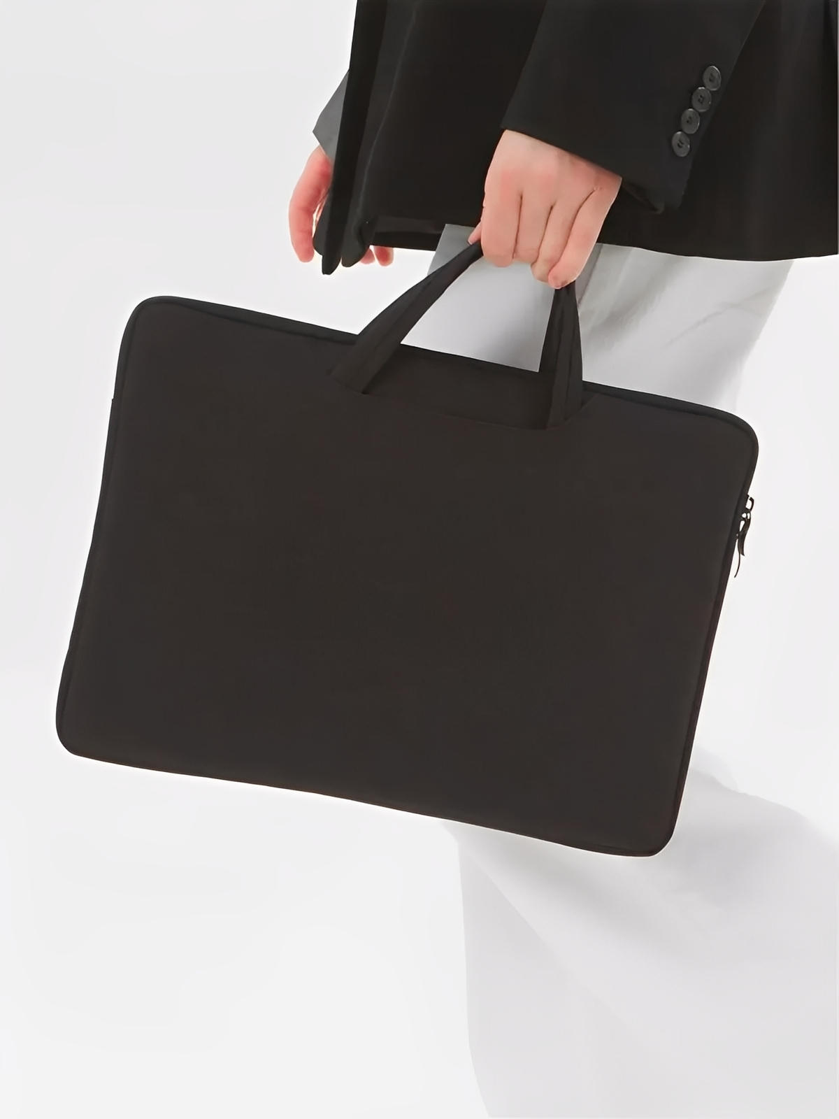 Housse pour ordinateur portable, poignée intégrée, design fin, anti - choc, format 15,6 pouces, sac de pc, modèle Nora - Housse - Noir 12"