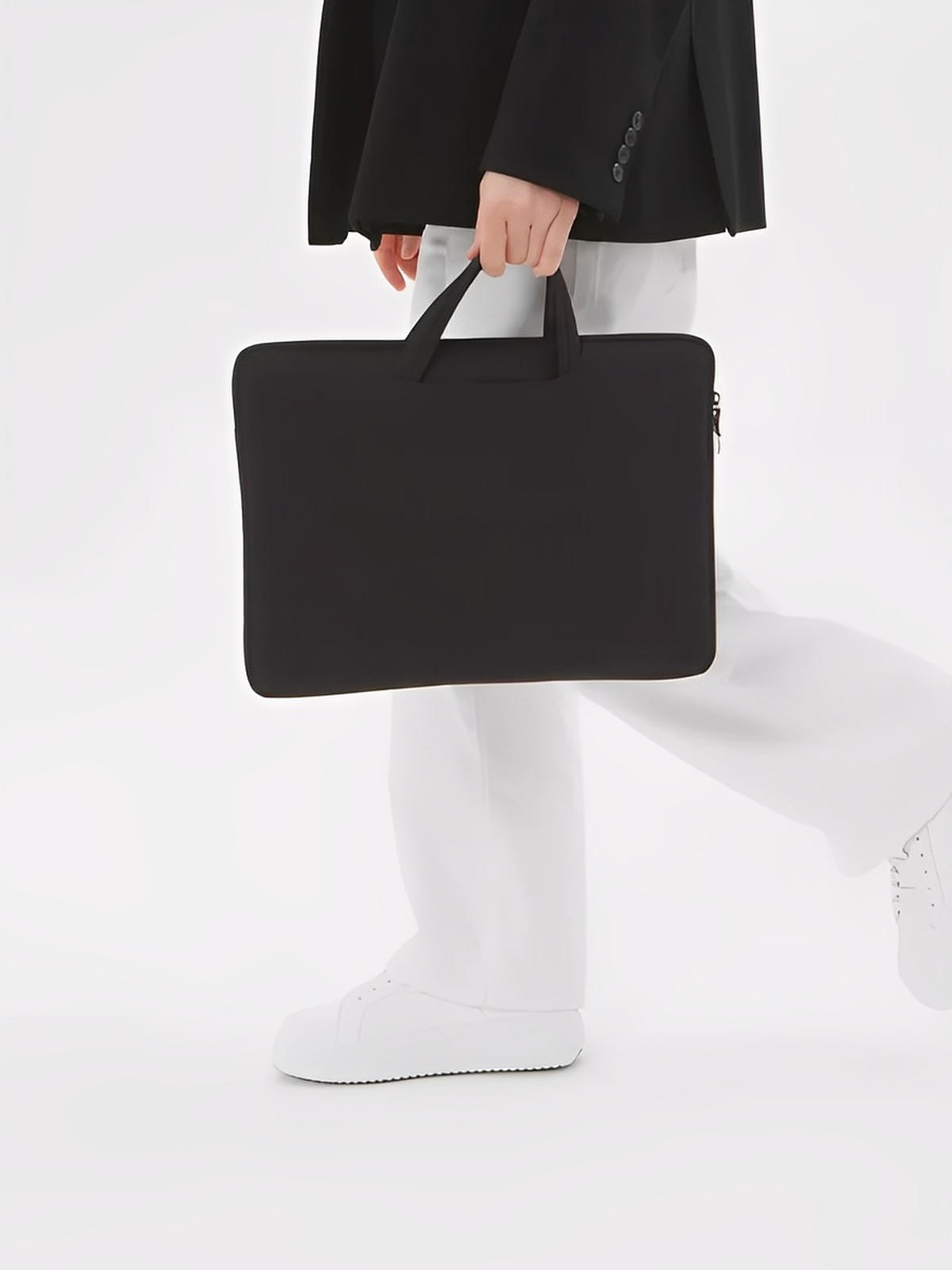 Housse pour ordinateur portable, poignée intégrée, design fin, anti - choc, format 15,6 pouces, sac de pc, modèle Nora - Housse - Noir 12"