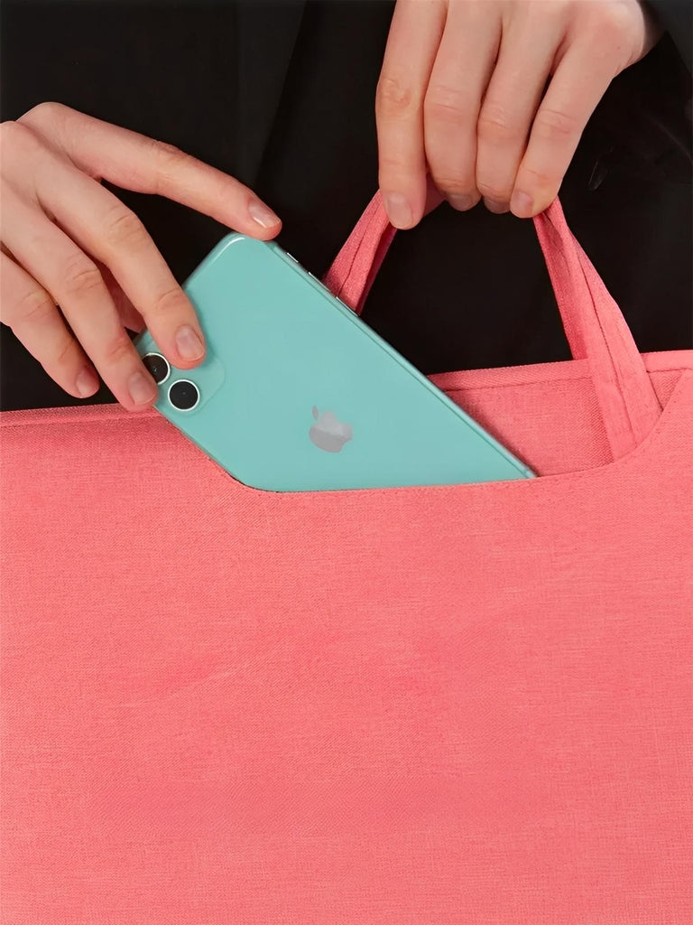 Housse pour ordinateur portable, poignée intégrée, design fin, anti - choc, format 15,6 pouces, sac de pc, modèle Nora - Housse - Rose 12"