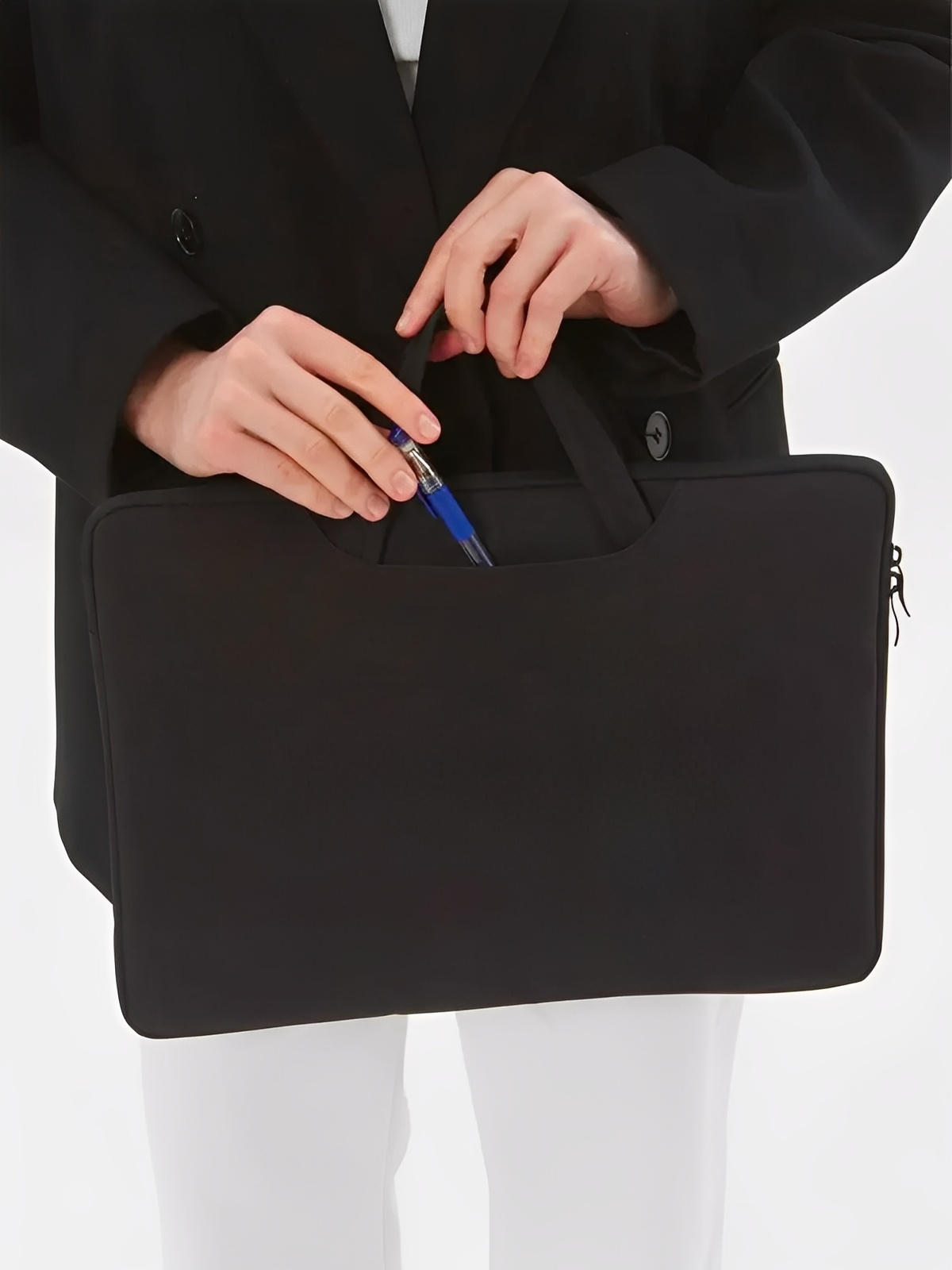 Housse pour ordinateur portable, poignée intégrée, design fin, anti - choc, format 15,6 pouces, sac de pc, modèle Nora - Housse - Noir 12"
