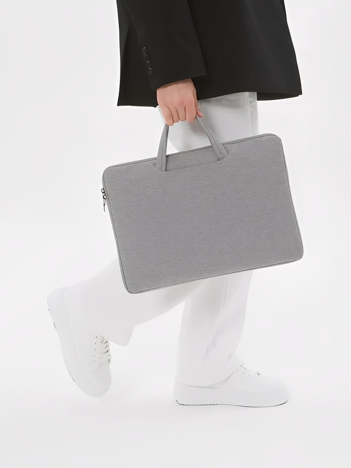 Housse pour ordinateur portable, poignée intégrée, design fin, anti - choc, format 15,6 pouces, sac de pc, modèle Nora - Housse - Gris 12"