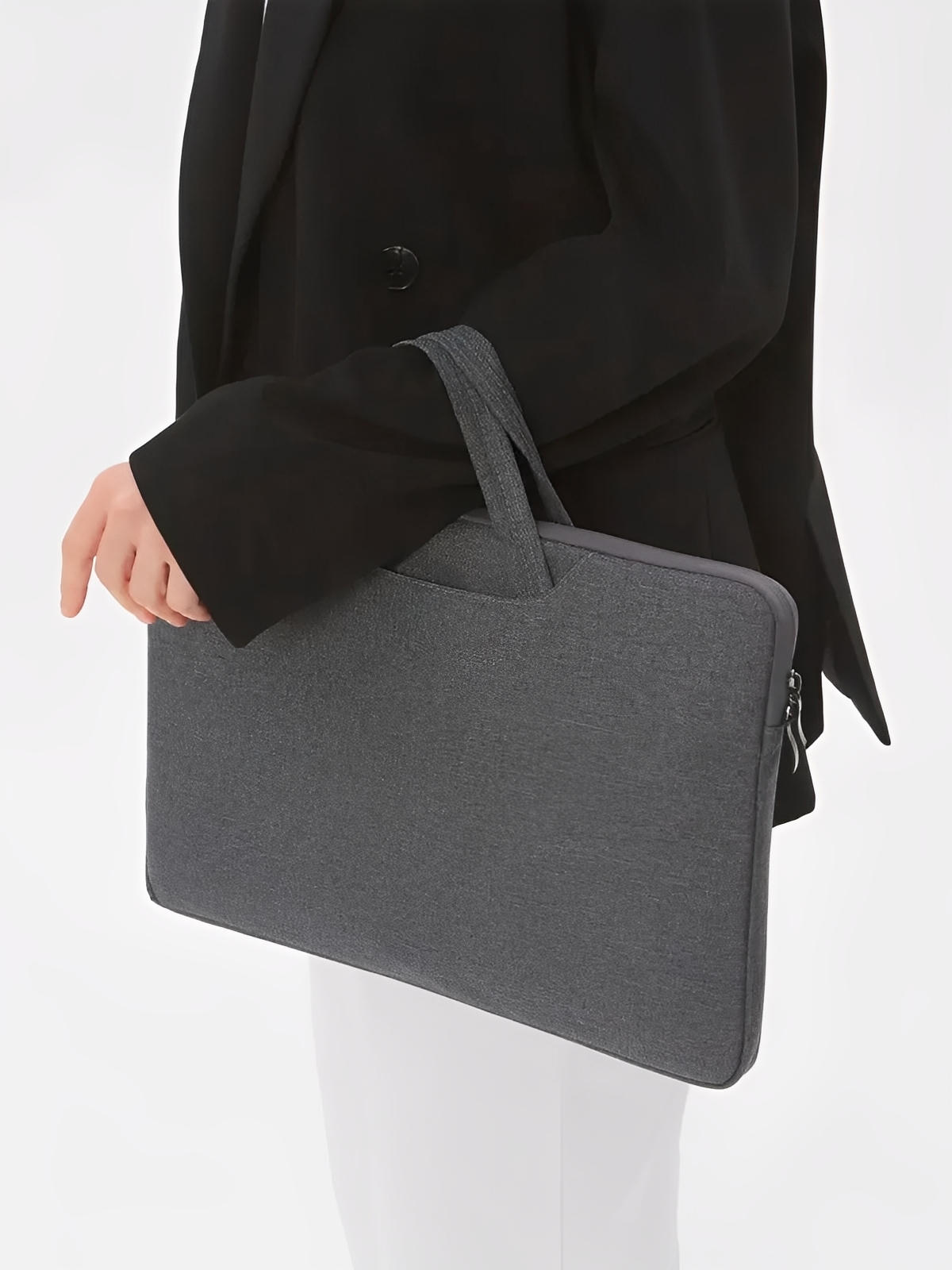 Housse pour ordinateur portable, poignée intégrée, design fin, anti - choc, format 15,6 pouces, sac de pc, modèle Nora - Housse - Gris foncé 12"