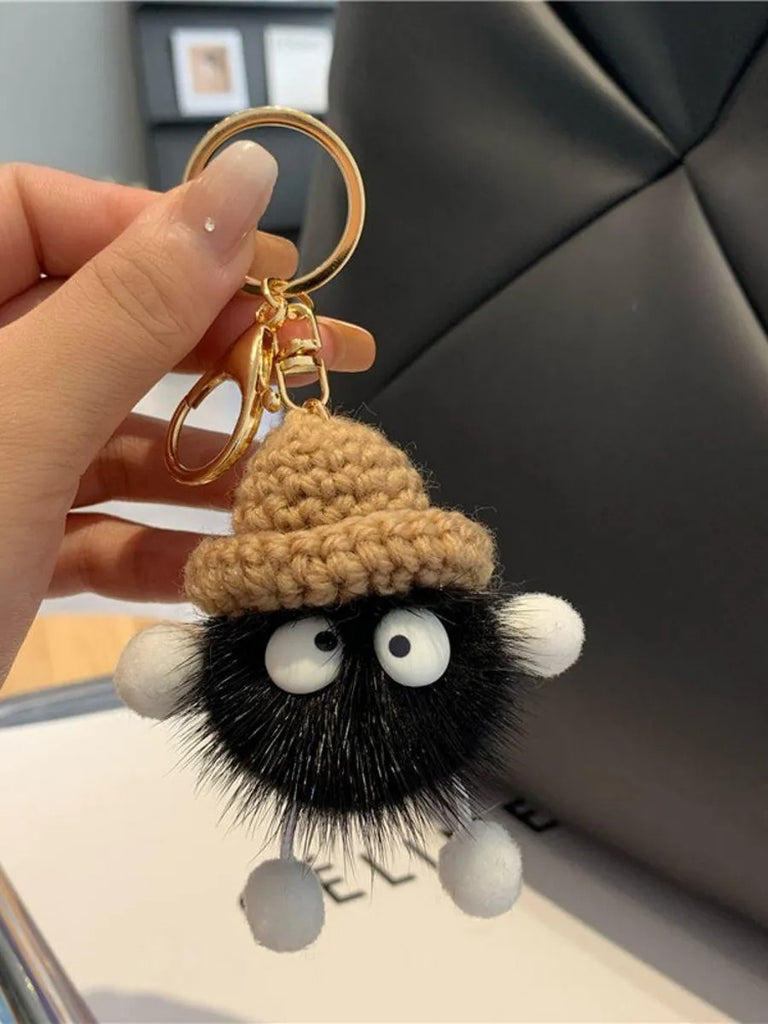 Bijou de sac, peluche noire chapeau, mini appareil photo, boule 8, corde tressée, porte-clés, modèle Labu