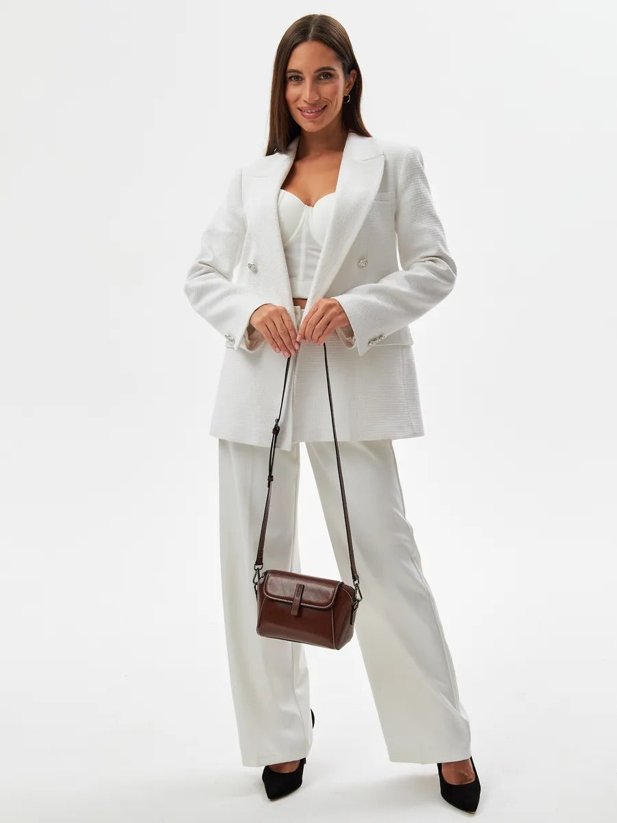 Sac bandoulière femme cuir, petit sac rigide, format rectangulaire, compartiments multiples, modèle Azeline