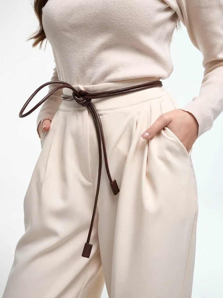Ceinture fine à nouer, corde simili vegan, ceinture longue femme, accessoire taille robe, ceinture fine minimaliste, rétro automne, modèle Tina