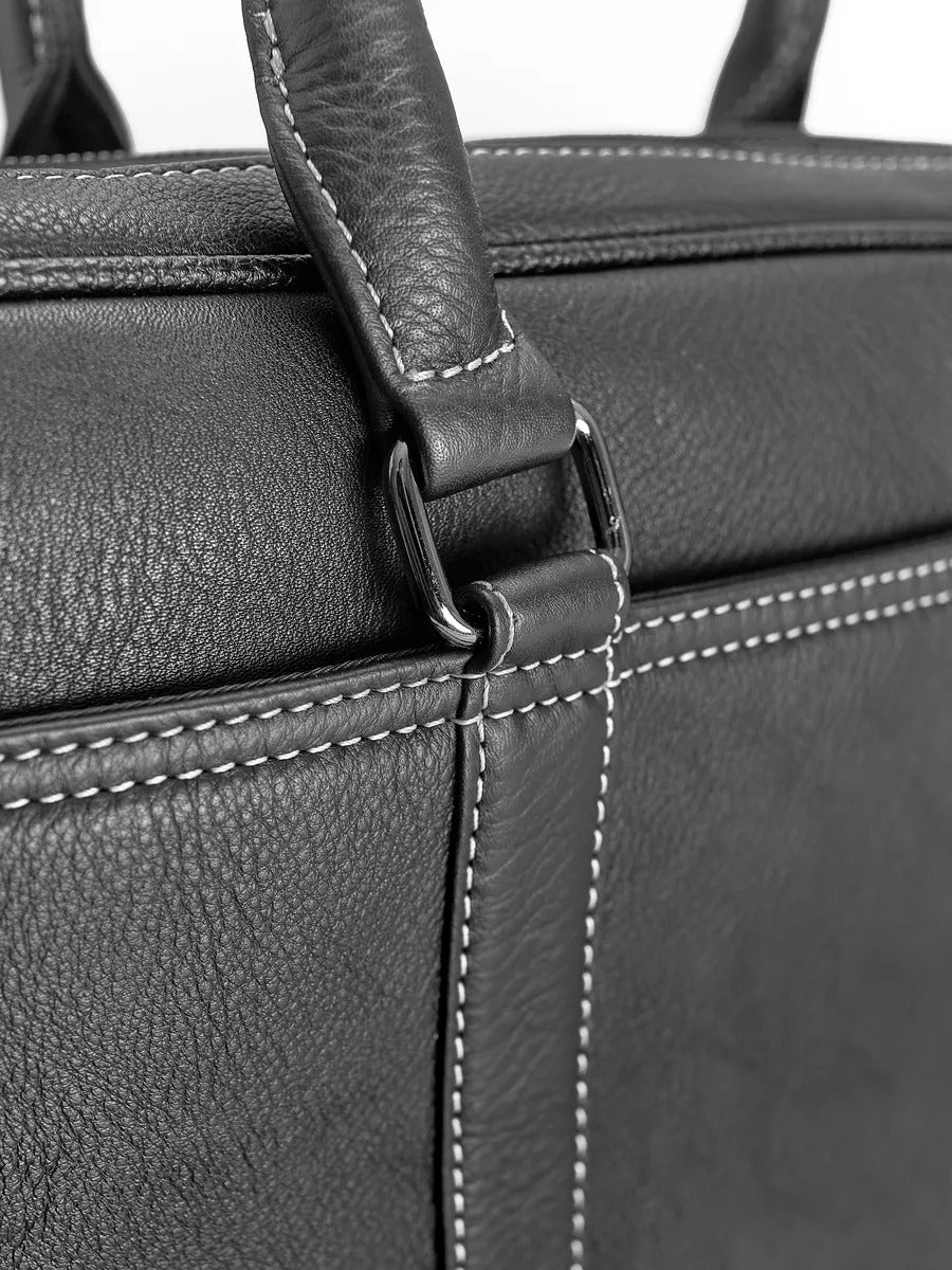 Porte-documents homme en cuir, porte-documents noir, sac ordinateur 14 pouces, sacoche affaires, sac business épaule, sac de cours, sac de professeur, modèle Zak
