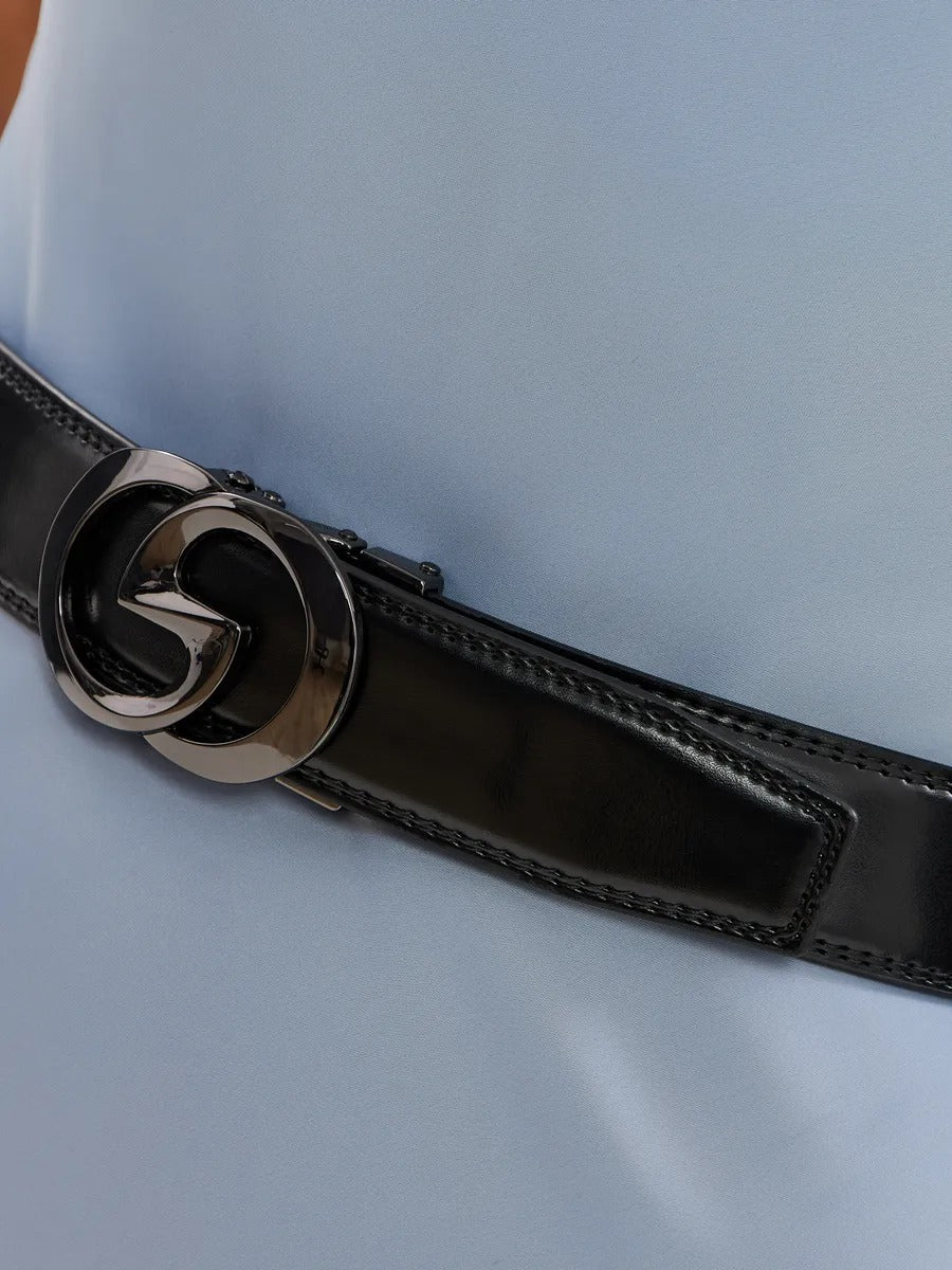 Ceinture en cuir femme, boucle automatique métal, boucle double G, largeur 3.5 cm, style classique moderne, modèle Gala