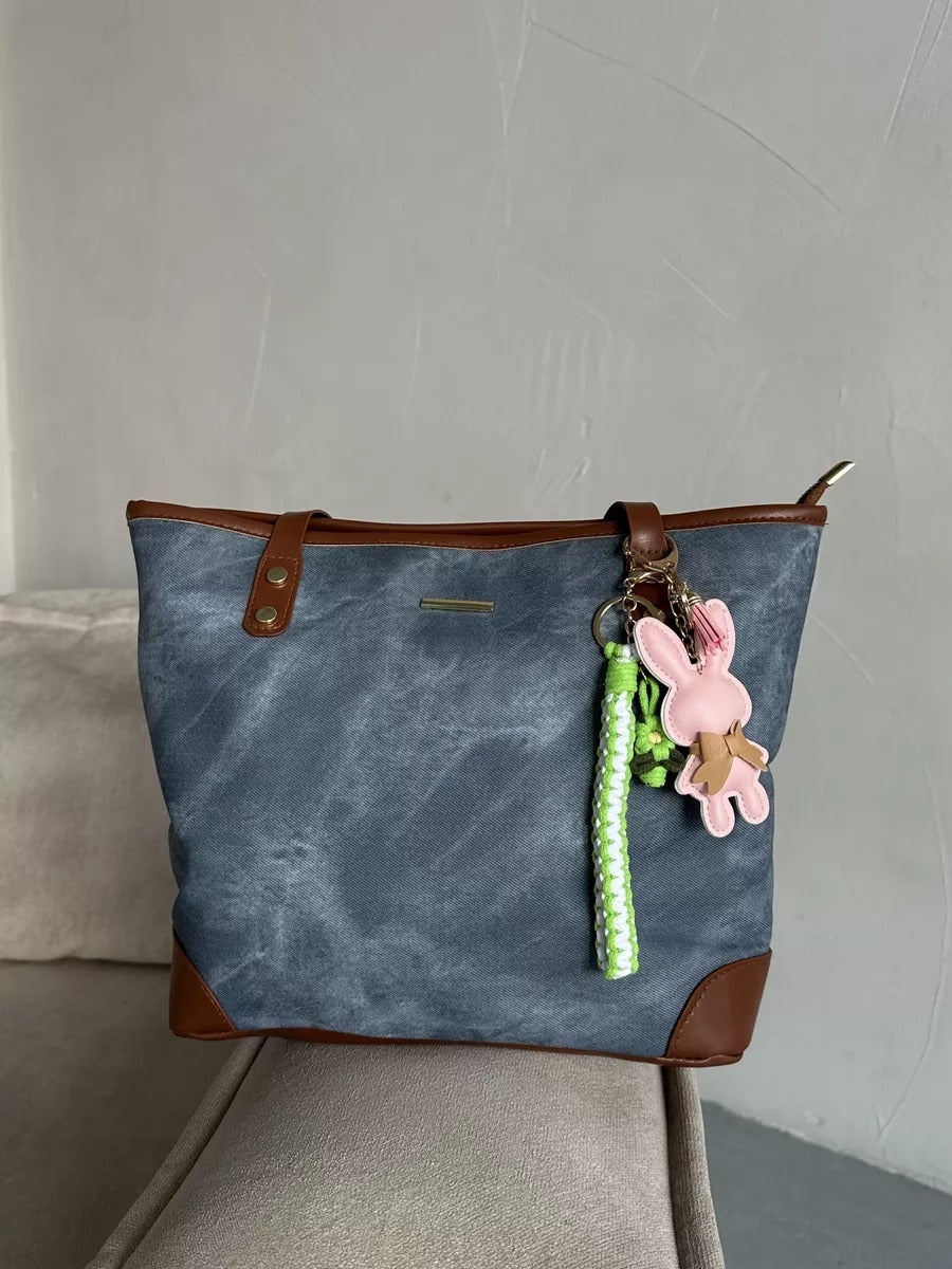 Bijou de sac lapin, porte-clés mignon, pompon cuir, breloque lapin, accessoire sac, modèle Lili