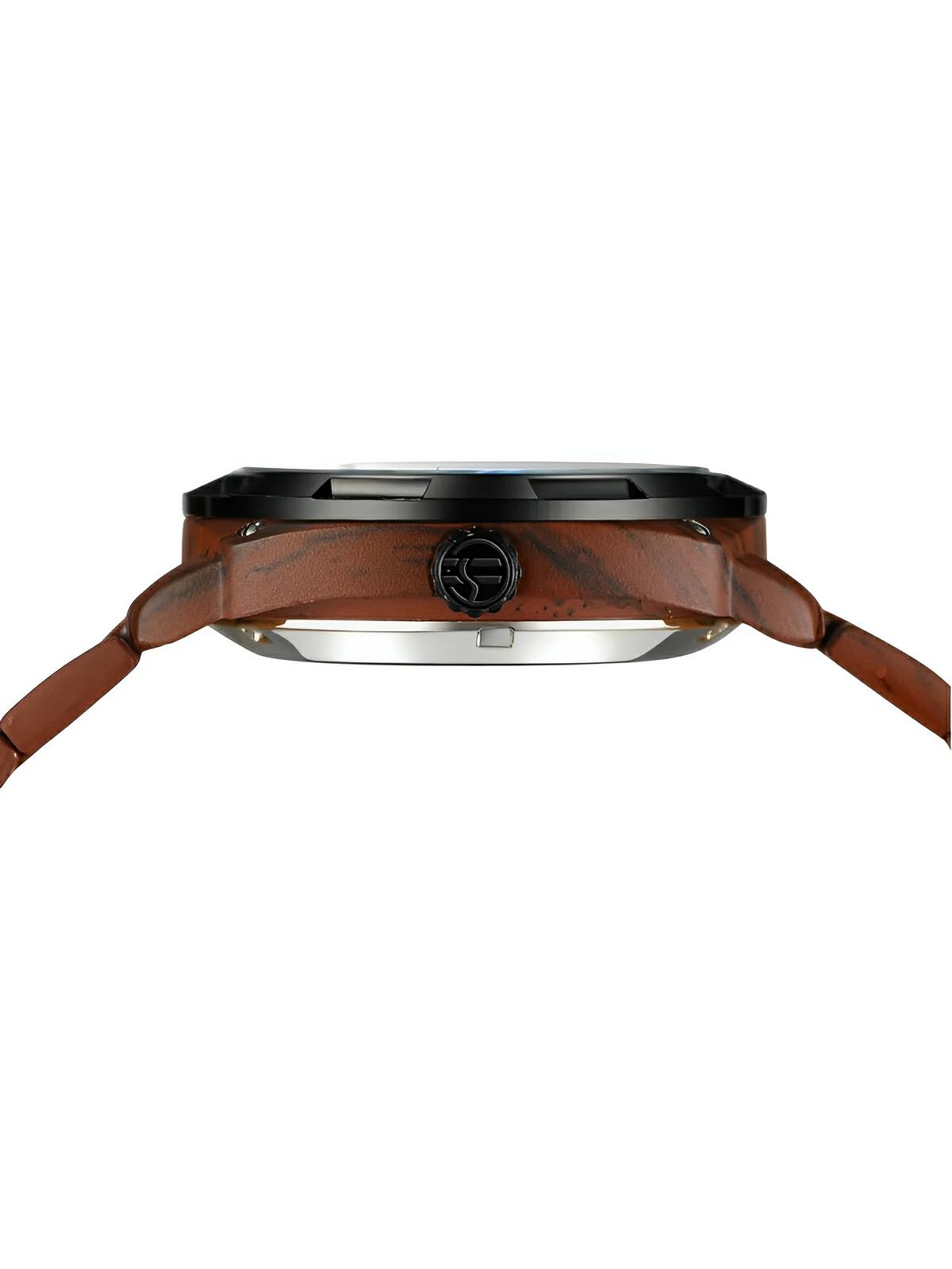 Montre automatique squelette, bracelet finition bois, mouvement mécanique, modèle Robin - Montre - Marron