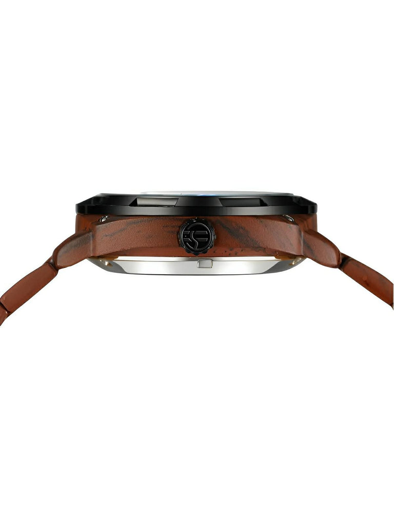 Montre automatique squelette, bracelet finition bois, mouvement mécanique, modèle Robin - Montre - Marron