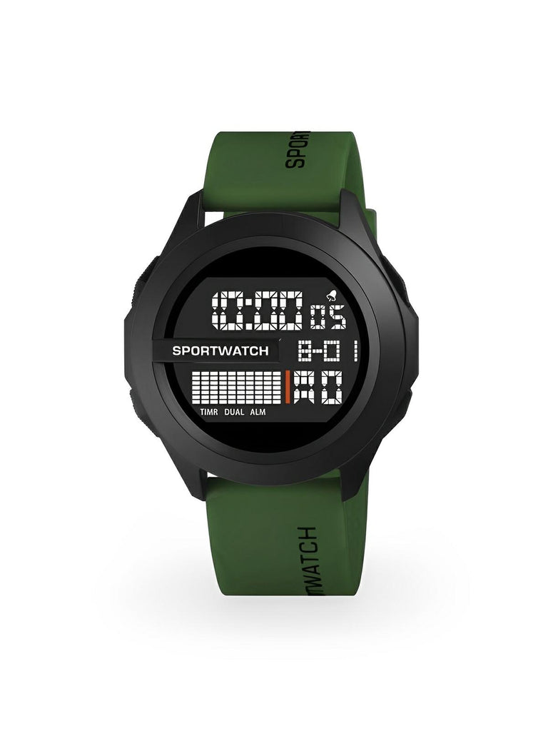 Montre digitale sportive, grand cadran, étanche 50m, chronomètre, affichage LED, en silicone, modèle Sopra - Montre - Vert
