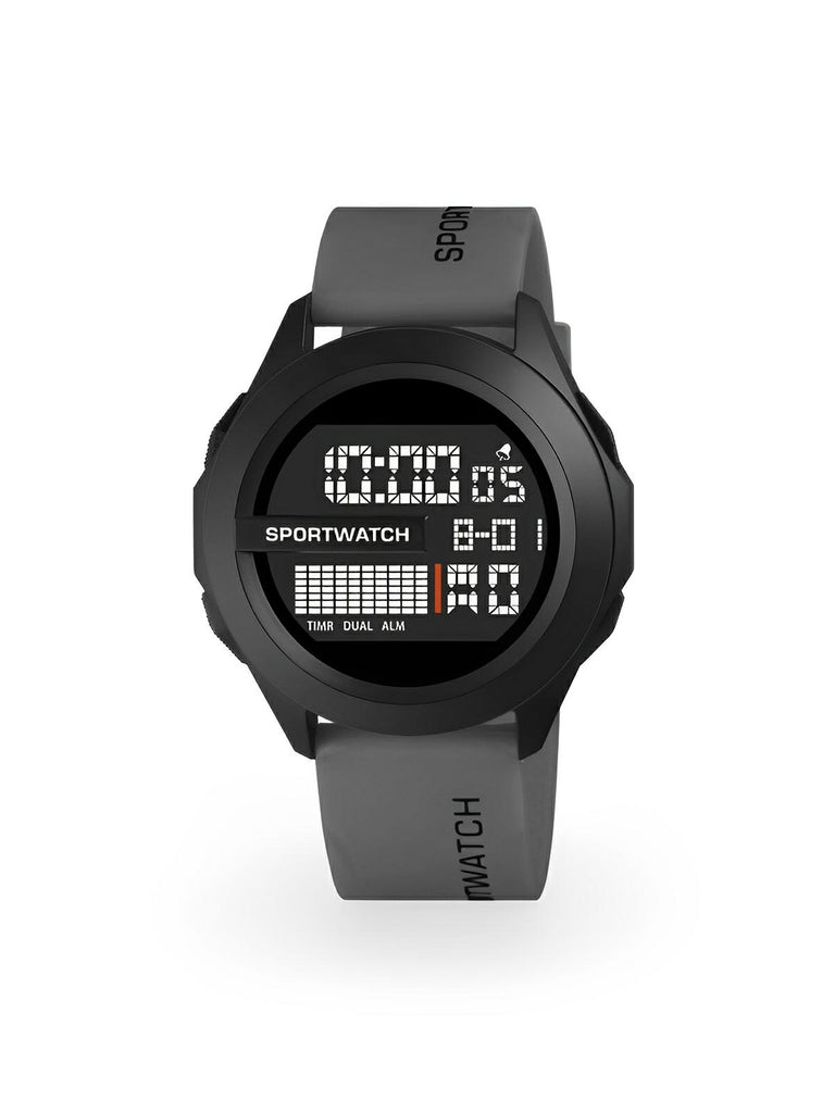 Montre digitale sportive, grand cadran, étanche 50m, chronomètre, affichage LED, en silicone, modèle Sopra - Montre - Gris