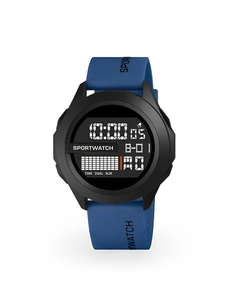 Montre digitale sportive, grand cadran, étanche 50m, chronomètre, affichage LED, en silicone, modèle Sopra - Montre - Bleu