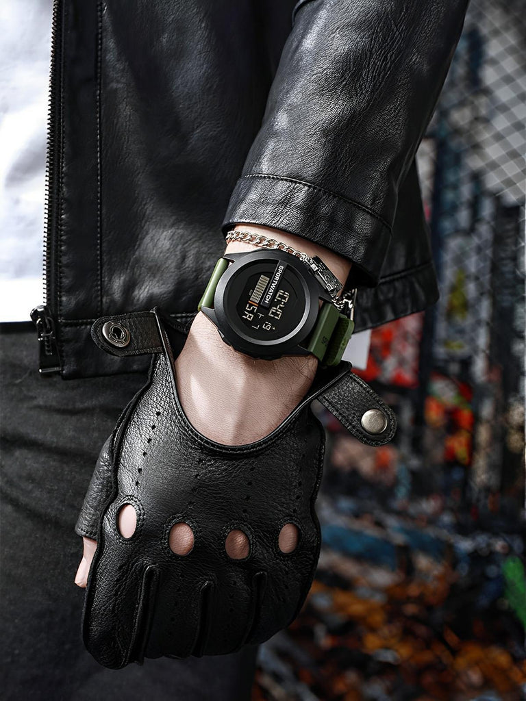 Montre digitale sportive, grand cadran, étanche 50m, chronomètre, affichage LED, en silicone, modèle Sopra - Montre - Vert