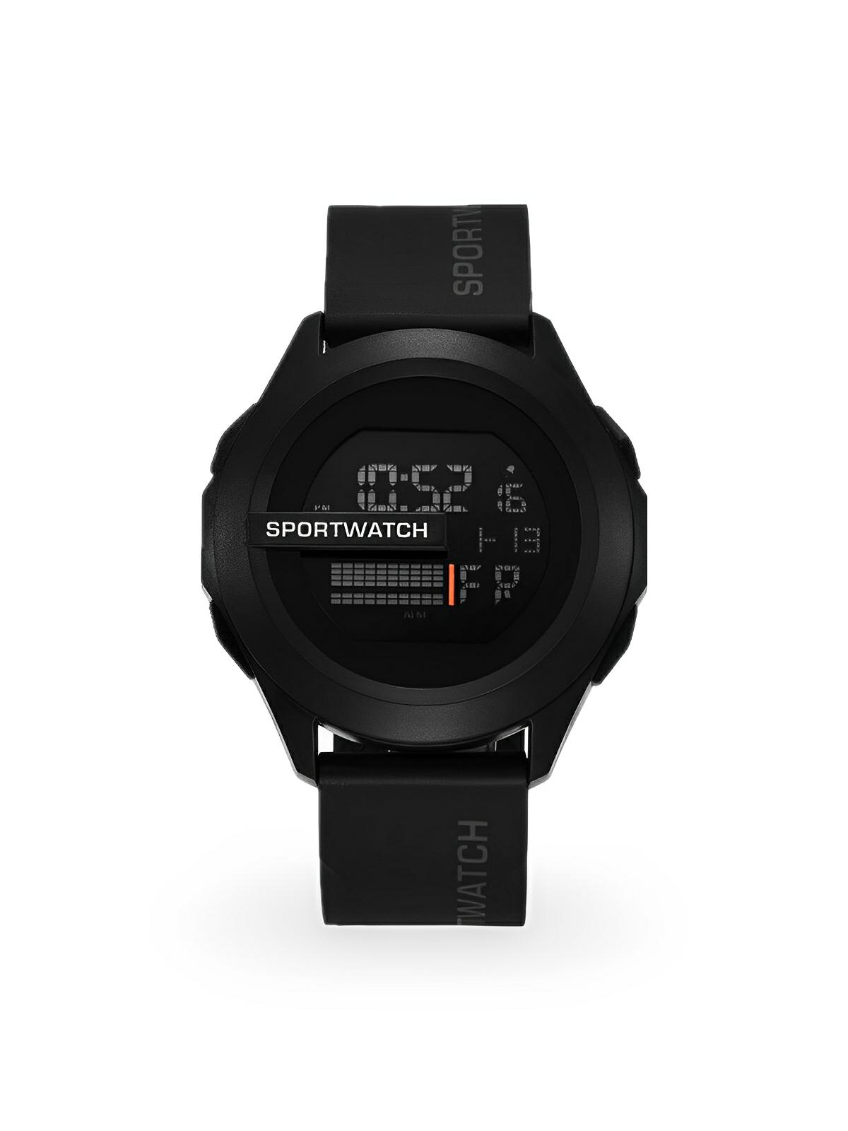 Montre digitale sportive, grand cadran, étanche 50m, chronomètre, affichage LED, en silicone, modèle Sopra - Montre - Noir