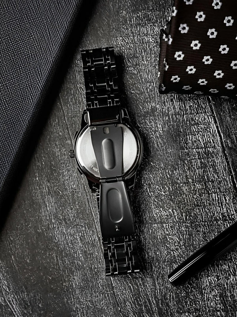 Montre homme squelette, acier inoxydable, affichage analogique, mouvement quartz, étanche, modèle Darius - Montre - Noir et or