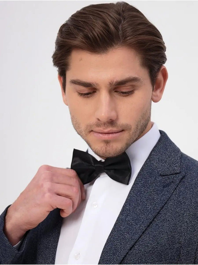 Nœud papillon homme, accessoire mariage, nœud papillon pré - noué, ajustable, finition brillante, idéal cérémonie, soirée, uniforme, modèle Louvan - Bonnets - Noir