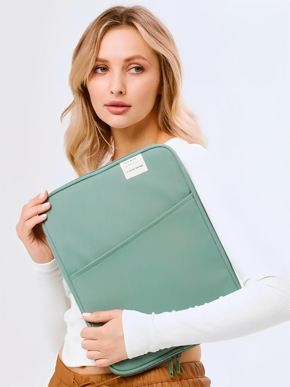 ousse ordinateur portable, housse MacBook, protection tablette, sacoche fine, étui déperlant, modèle Constance - Housse - Vert M