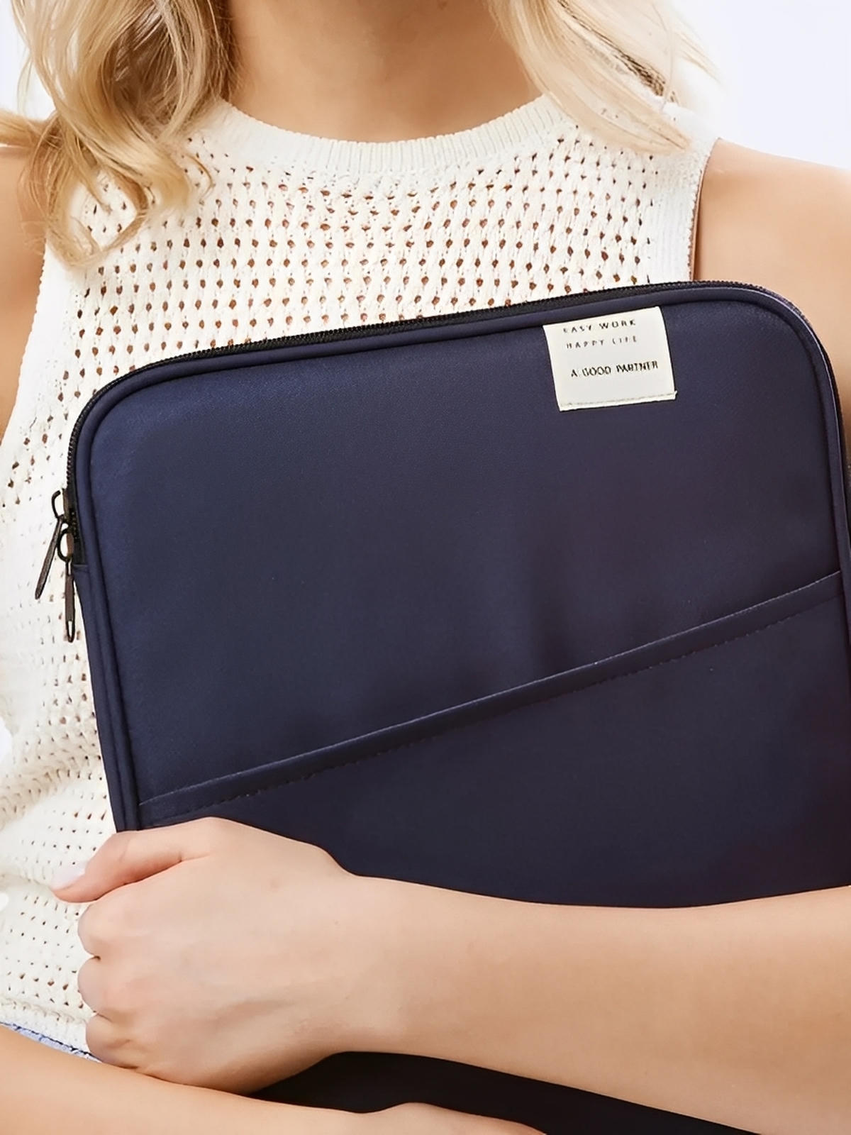 ousse ordinateur portable, housse MacBook, protection tablette, sacoche fine, étui déperlant, modèle Constance - Housse - Bleu marine M