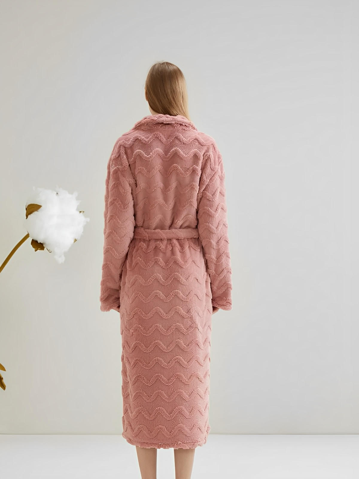 Peignoir polaire long, douceur exceptionnelle, confort cocooning, chaleur hivernale, unisexe, plusieurs coloris, ceinture amovible, modèle Ernome - Peignoir - Rose M